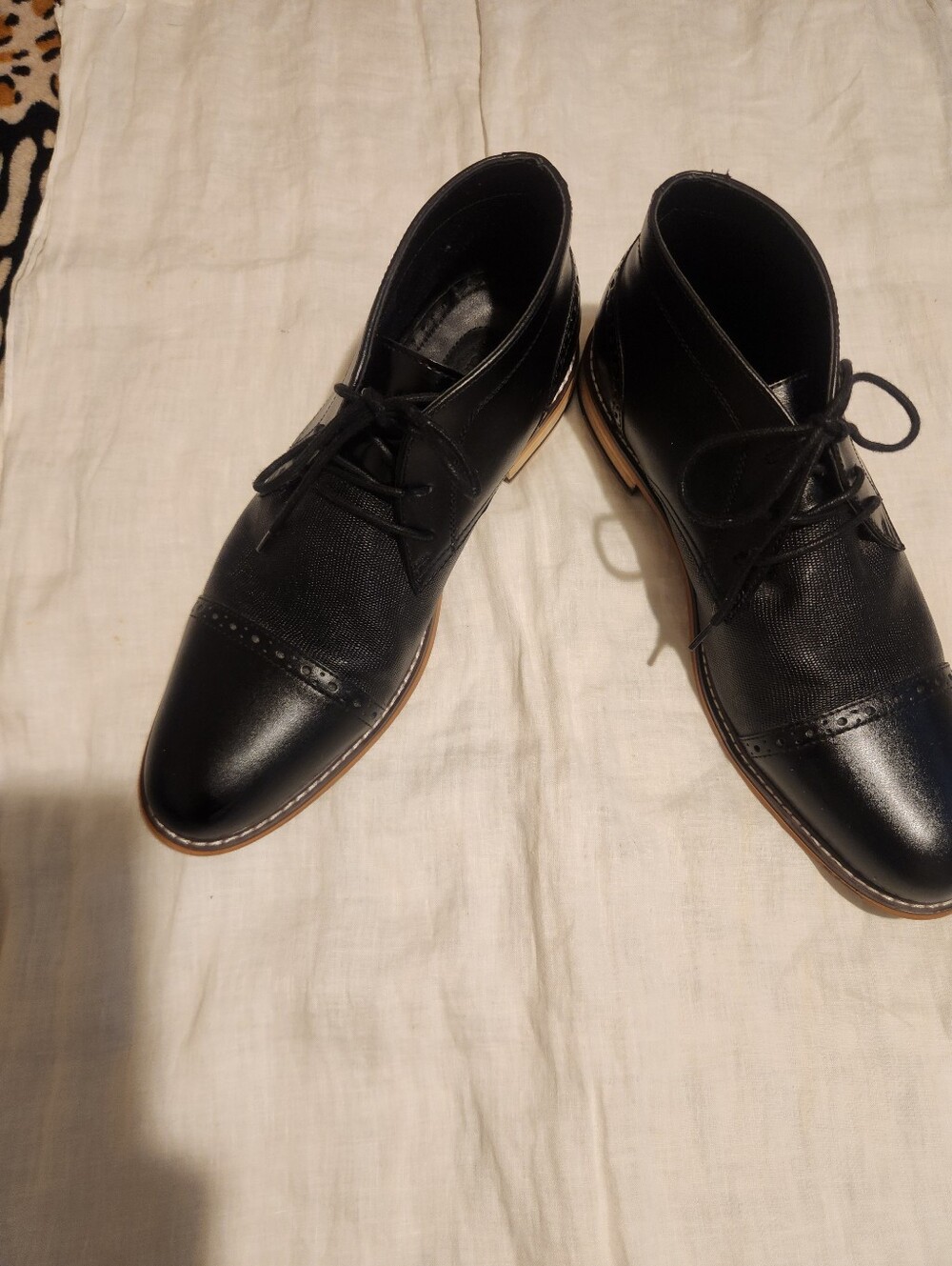 Bar 111 Allan Men's Black Leather Dressy Shoes, Chukka Boots Sz 11 M